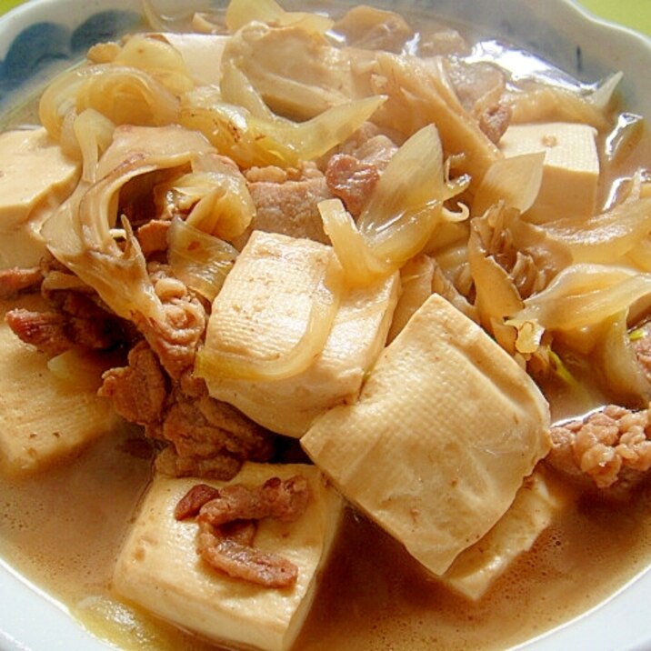 豆腐と舞茸豚肉の麺つゆ煮